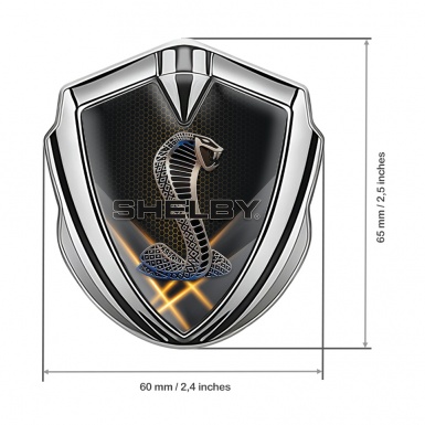 Ford Shelby 3D Car Metal Domed Emblem Silver Hex Orange Glow Edition