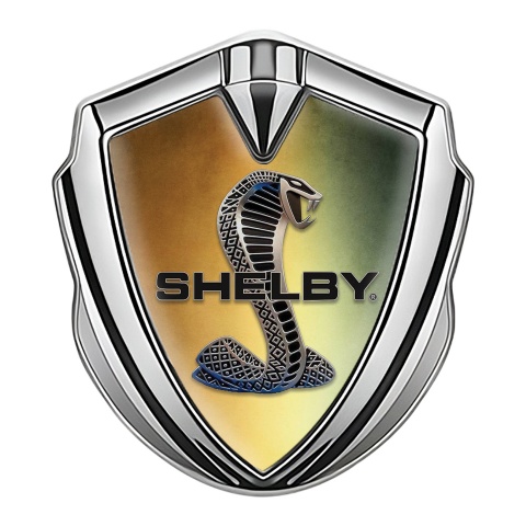 Ford Shelby Bodyside Domed Emblem Silver Rusty Gradient Cobra Motif