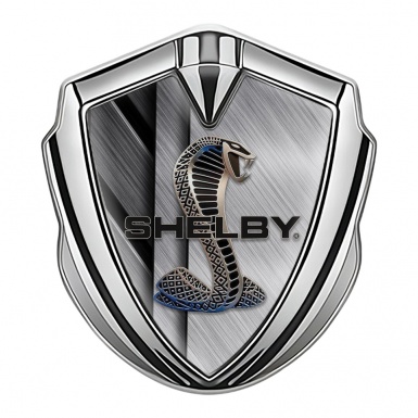 Ford Shelby Bodyside Badge Self Adhesive Silver Metal Alloy Cobra Logo