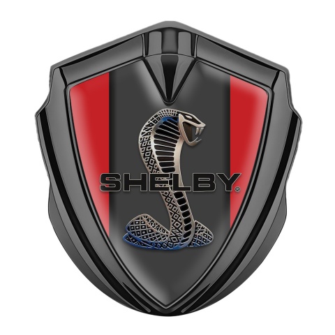 Ford Shelby Metal Emblem Self Adhesive Graphite Red Base Cobra Motif