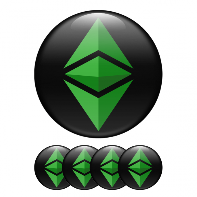 Ethereum ETH Classic Crypto Currencies Stickers Silicone Black