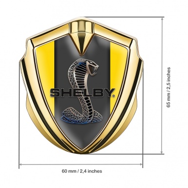 Ford Shelby 3D Car Metal Domed Emblem Gold Yellow Base Pillar Motif