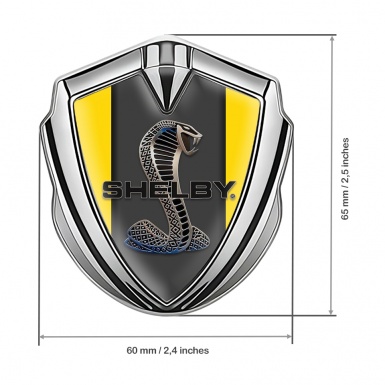 Ford Shelby 3D Car Metal Domed Emblem Silver Yellow Base Pillar Motif