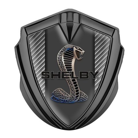 Ford Shelby Bodyside Domed Emblem Graphite Light Carbon Base Cobra Logo