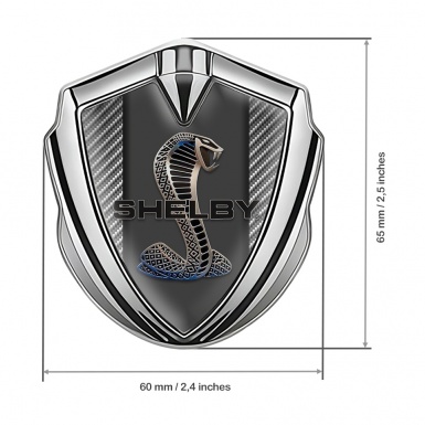 Ford Shelby Bodyside Domed Emblem Silver Light Carbon Base Cobra Logo