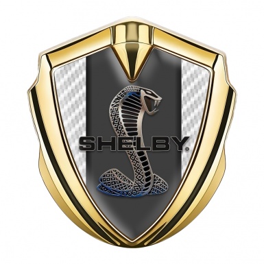 Ford Shelby Tuning Emblem Self Adhesive Gold White Carbon Cobra Power
