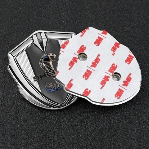 Ford Shelby Tuning Emblem Self Adhesive Silver White Carbon Cobra Power