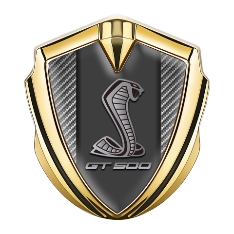 Ford Shelby Metal Emblem Self Adhesive Gold Light Carbon GT 500 Motif