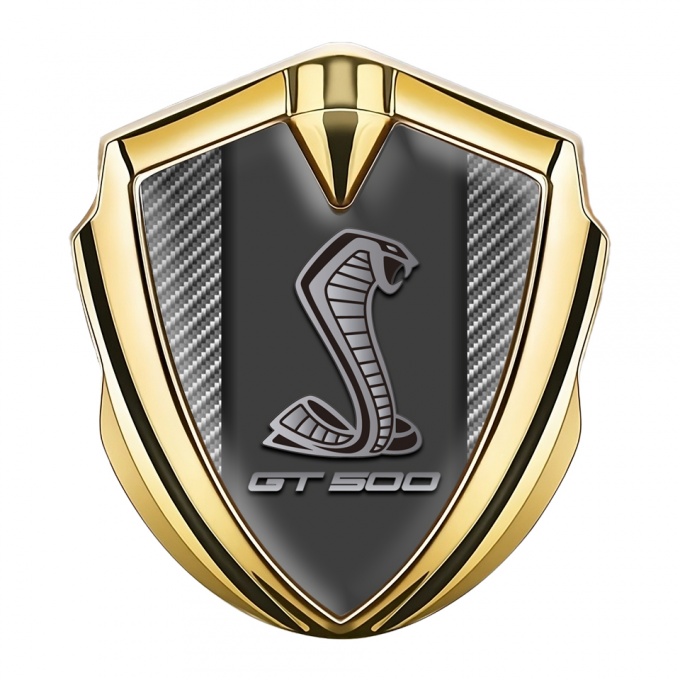 Ford Shelby Metal Emblem Self Adhesive Gold Light Carbon GT 500 Motif