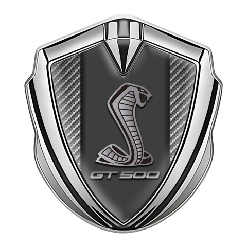 Ford Shelby Metal Emblem Self Adhesive Silver Light Carbon GT 500 Motif