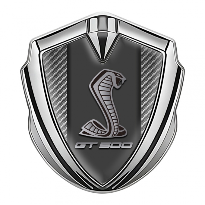 Ford Shelby Metal Emblem Self Adhesive Silver Light Carbon GT 500 Motif