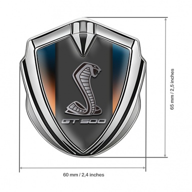 Ford Shelby Bodyside Domed Emblem Silver Color Background GT 500 Motif