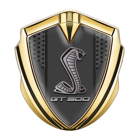 Ford Shelby Fender Metal Domed Emblem Gold Dark Mesh GT 500 Motif