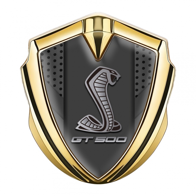 Ford Shelby Fender Metal Domed Emblem Gold Dark Mesh GT 500 Motif