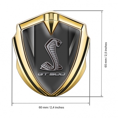 Ford Shelby 3D Car Metal Domed Emblem Gold Striped Base GT 500 Logo