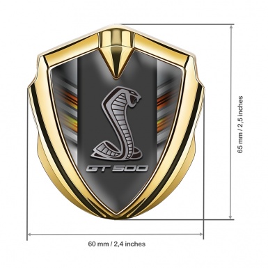 Ford Shelby Bodyside Domed Emblem Gold Colorful Lines  GT 500 Logo
