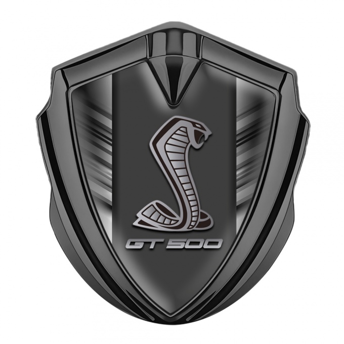 Ford Shelby Fender Emblem Badge Graphite Greyscale Stripes GT 500 Logo