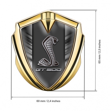 Ford Shelby Fender Emblem Badge Gold Greyscale Stripes GT 500 Logo