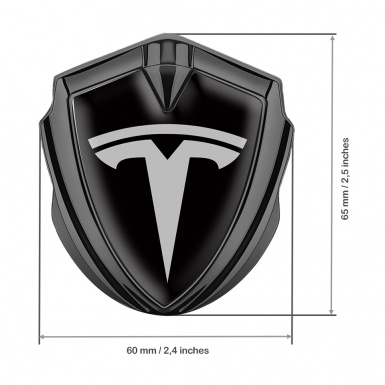 Tesla Self Adhesive Bodyside Emblem Graphite Black Base Grey Logo