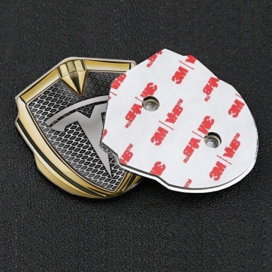 Tesla Fender Metal Domed Emblem Gold Industrial Grate Grey Gradient