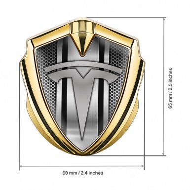 Tesla Trunk Metal Emblem Badge Gold Grey Mesh Center Steel Pilon