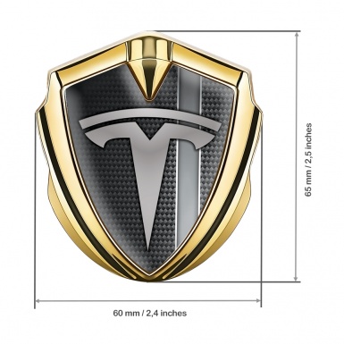 Tesla Bodyside Badge Self Adhesive Silver Dark Carbon Grey Stripe Effect