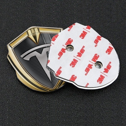 Tesla Bodyside Badge Self Adhesive Silver Dark Carbon Grey Stripe Effect