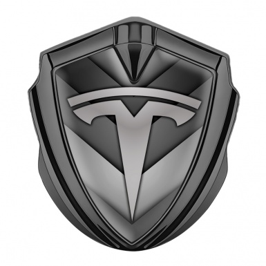 Tesla Tuning Emblem Self Adhesive Graphite Grey Shape Design Classic Logo
