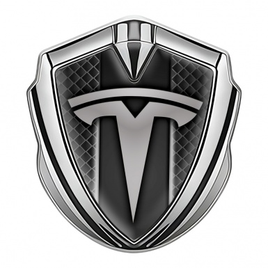 Tesla Bodyside Badge Self Adhesive Silver Black Squares Base Edition