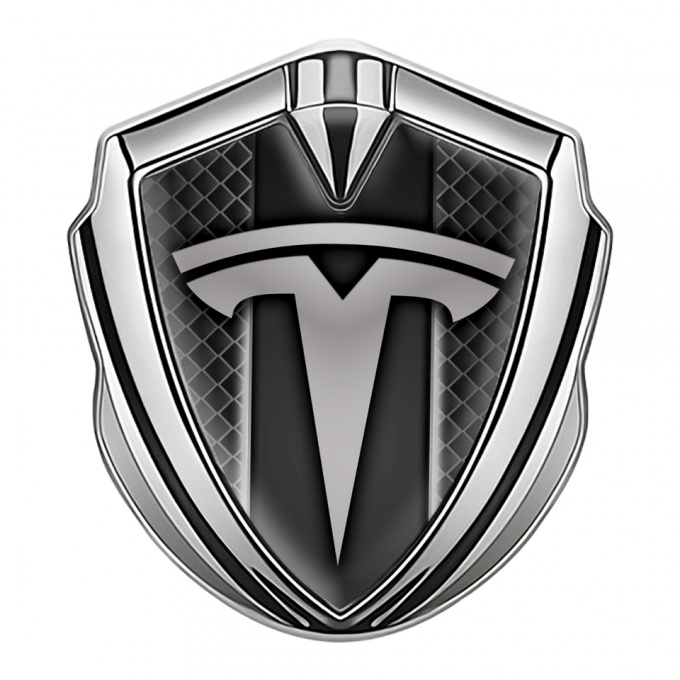 Tesla Bodyside Badge Self Adhesive Silver Black Squares Base Edition