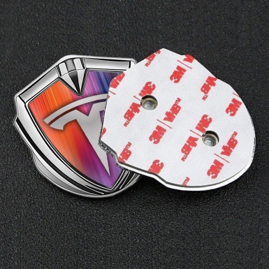 Tesla Self Adhesive Bodyside Emblem Silver Color Palette Grey Logo