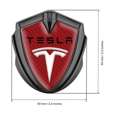 Tesla Fender Metal Domed Emblem Graphite Crimson Carbon White Logo