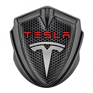 Tesla Self Adhesive Bodyside Emblem Graphite Dark Grate Red Logo Variant
