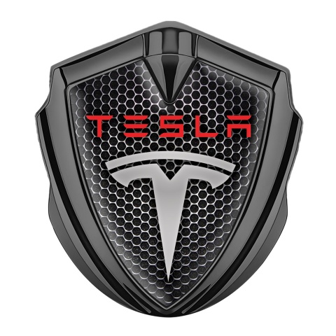 Tesla Self Adhesive Bodyside Emblem Graphite Dark Grate Red Logo Variant