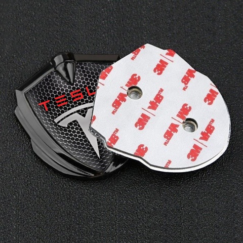 Tesla Self Adhesive Bodyside Emblem Graphite Dark Grate Red Logo Variant