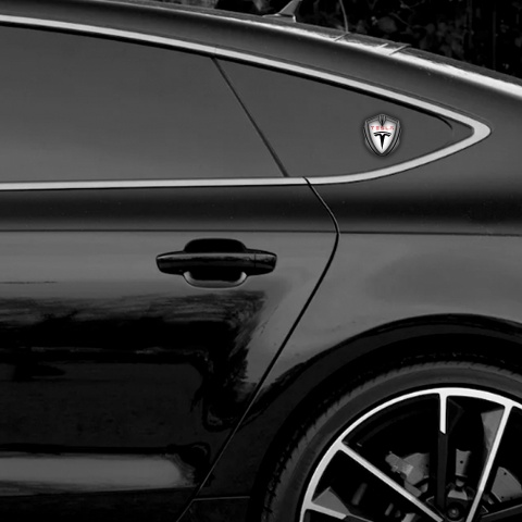 Tesla Tuning Emblem Self Adhesive Graphite White Base Classic Black Logo