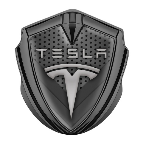 Tesla Tuning Emblem Self Adhesive Graphite Grey Grate Theme Classic Logo
