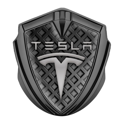 Tesla Tuning Emblem Self Adhesive Graphite Grey Mesh Theme Classic Logo