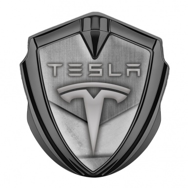 Tesla Trunk Emblem Badge Graphite Grey Themed Gradient Logo Variant