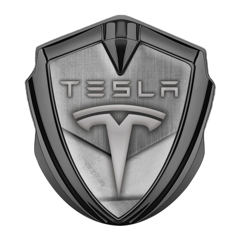 Tesla Trunk Emblem Badge Graphite Grey Themed Gradient Logo Variant