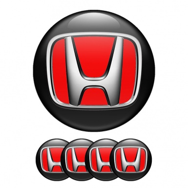 Honda  Domed Stickers Wheel Center Cap Red Speed
