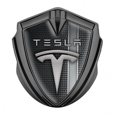 Tesla Tuning Emblem Self Adhesive Graphite Black Carbon Sport Line Grey Logo