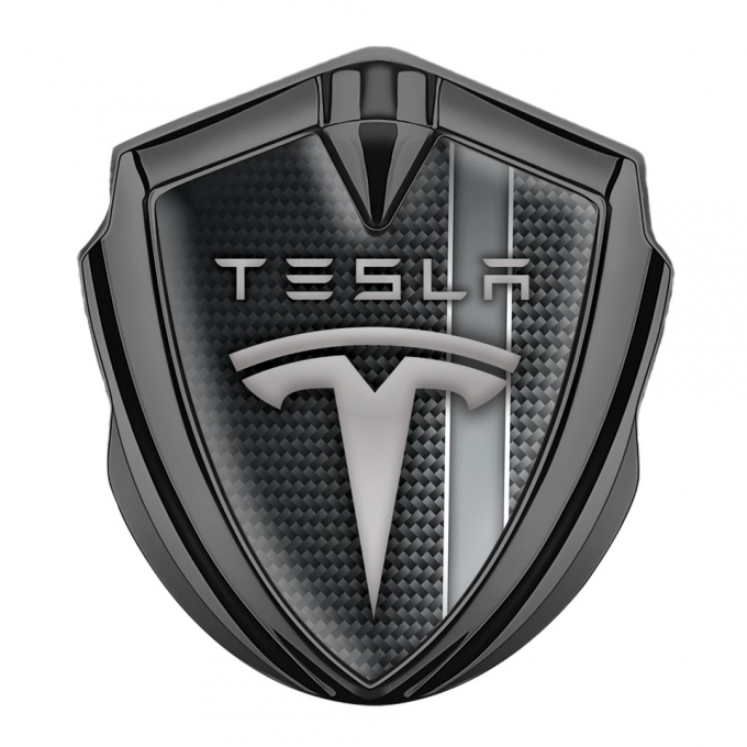 Tesla Tuning Emblem Self Adhesive Graphite Black Carbon Sport Line Grey Logo
