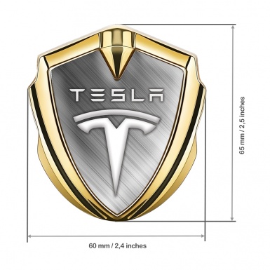 Tesla Metal Emblem Self Adhesive Gold Brushed Alloy Gradient Logo
