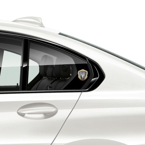 Tesla Bodyside Badge Self Adhesive Gold Horizontal Strokes Grey Motif