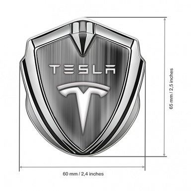 Tesla Bodyside Badge Self Adhesive Silver Horizontal Strokes Grey Motif