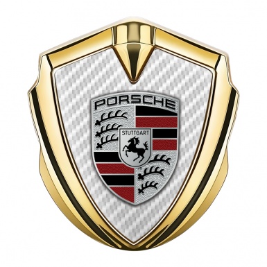Porsche Self Adhesive Bodyside Emblem Gold White Carbon Color Logo