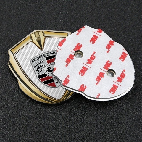 Porsche Self Adhesive Bodyside Emblem Gold White Carbon Color Logo