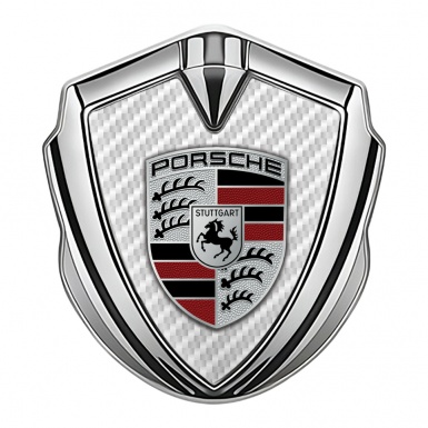 Porsche Self Adhesive Bodyside Emblem Silver White Carbon Color Logo