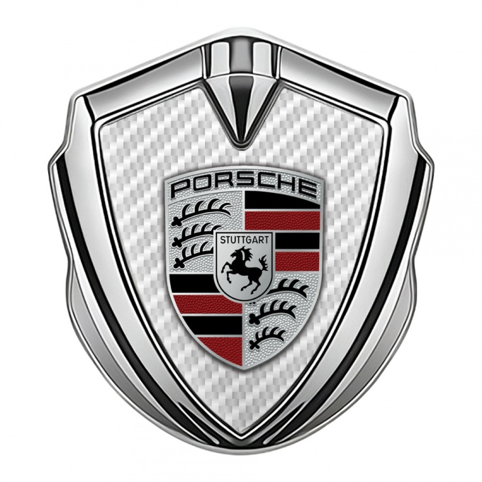 Porsche Self Adhesive Bodyside Emblem Silver White Carbon Color Logo